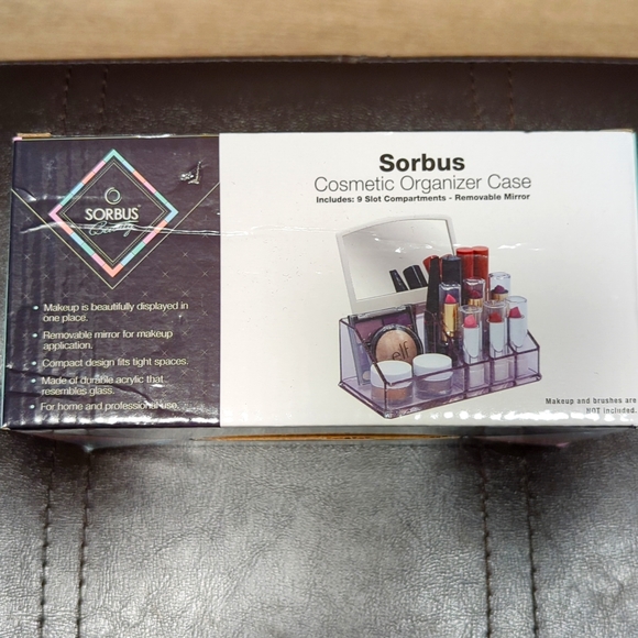 Sorbus 9 Compartment Cosmetic Organizer Case with Removable Mirror - Picture 1 of 5